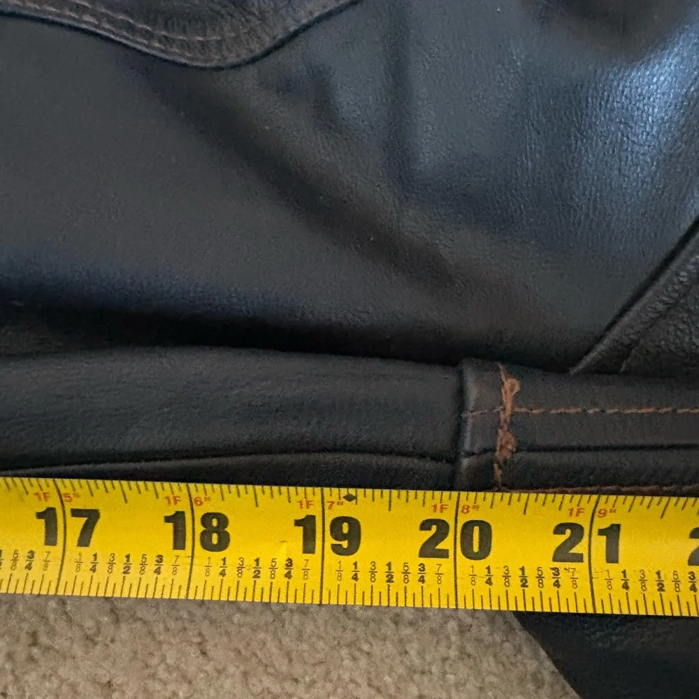 Vintage European Transmission Leather Bomber Jacket Sherpa Collar Men’s Large - Picture 10 of 12